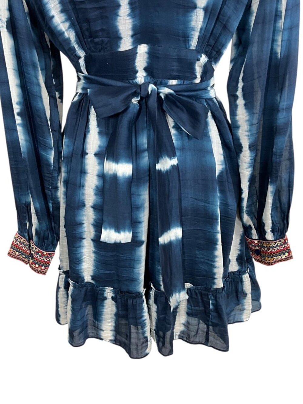 Anthropologie Verb by Pallavi Singhee Beaded Tie-Dye Mini Dress M Blue - Picture 12 of 16
